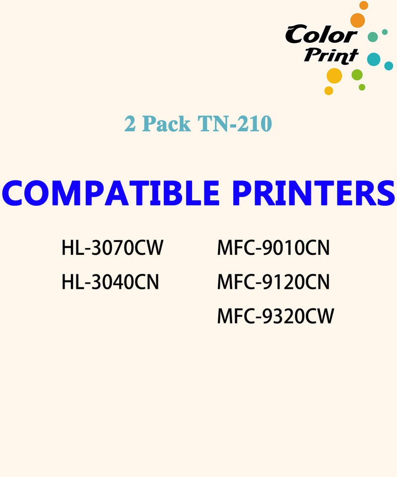ColorPrint 2-Pack ColorPrint Compatible TN210 Toner Cartridge Replacement for TN-210 TN-210BK TN210BK Work with HL-3075CW HL-3070CW HL-3040CN HL-3045CN MFC-9325CW MFC-9320CW MFC-9120CN Printer (Black) - Image 3